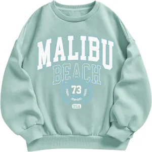 SOLY HUX Girl's Graphic Letter Print Sweatshirt Crewneck Long Sleeve Cute Drop Shoulder Pullover Tops