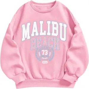 SOLY HUX Girl's Graphic Letter Print Sweatshirt Crewneck Long Sleeve Cute Drop Shoulder Pullover Tops