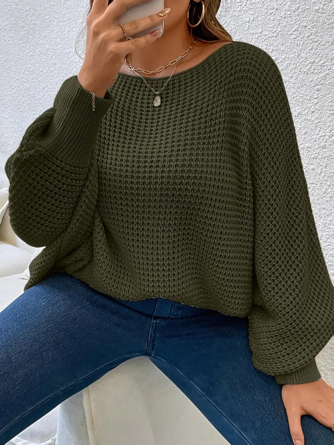 SOLY HUX Women's Plus Size Crewneck Long Sleeve Casual Oversized Sweater Pullover Tops