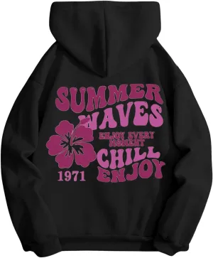 SOLY HUX Womens Sweatshirt Graphic Hoodies Letter Print Casual Long Sleeve Drawstring Pullover Tops with Pocket