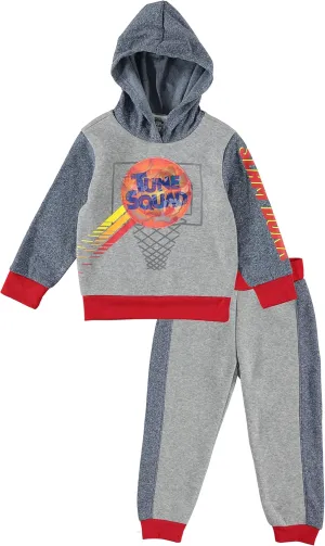 space jam Boys Fleece Hooded Sweatshirt and Jogger Sweatpants - Boys Sweatshirt with Tune Squad Hologram