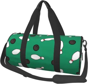 Sports Duffel Bag Bowling-Pins-Ball Foldable Travel Tote Bag Weekender Sleepover Carry On Bag