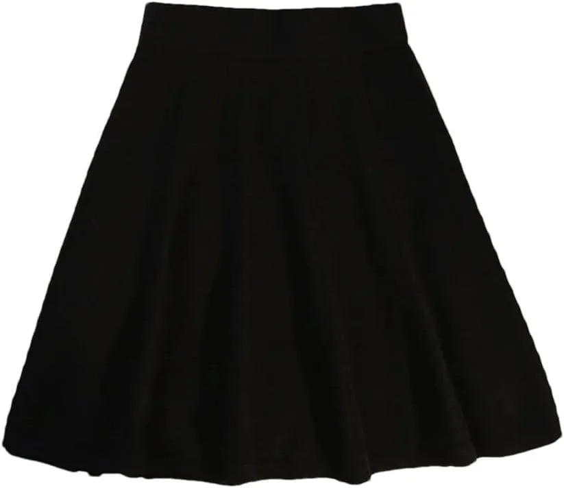 Spring Winter Pleated Knitted Skirt Women Elastic High Waist A-Line All-Match Party Mini Skirt