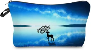 Starry Sky Makeup Bag Cute Small Organizer Bag Travel Toiletry Zipper Pouch Birthday Christmas Star Gift Starry Sky Deer Cosmetic Bag for Women Friends
