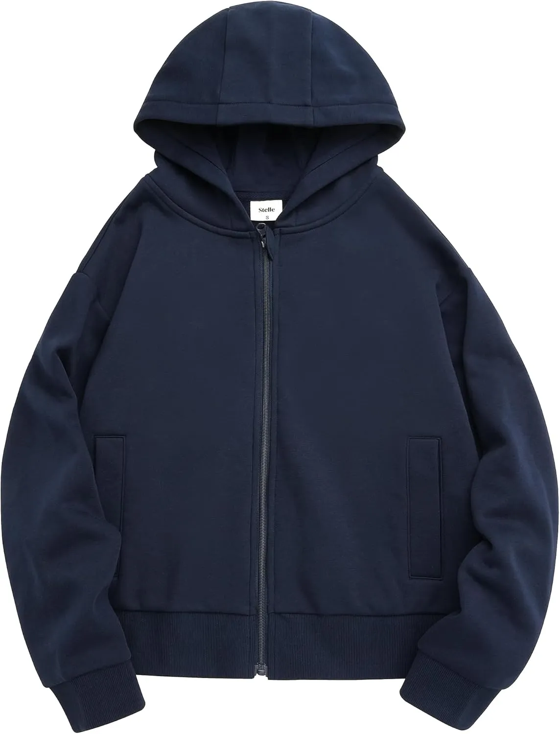 Stelle Zip Up Hoodies for Women Fleece Crop Jackets Long Sleeve Hooded Sweatshirts with Pockets Casual Coat
