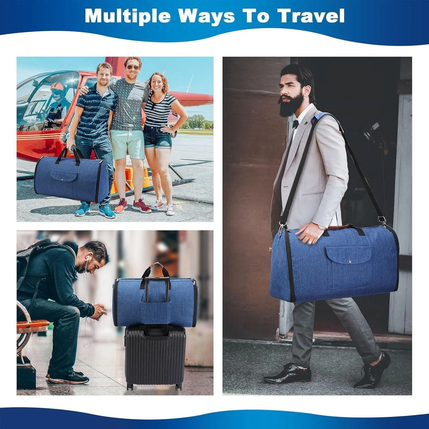 Storage Bags, Garment Duffle Bags, Carry On Garment Bag, 2 In 1 Travel Duffel Bag, Waterproof Travel Suit Bag, Convertible Garment Bag With Shoulder Strap, Travel Garment Bag For Men Women