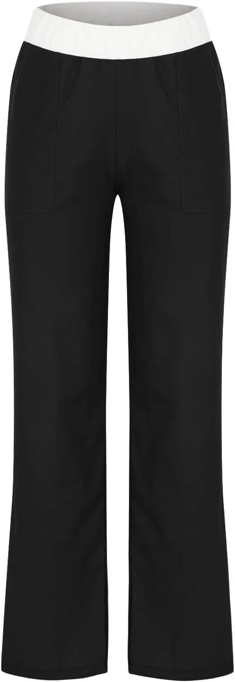 Straight Leg Pants for Women Dressy Casual 2024 Elastic High Waist Sweatpants Long Lounge Pant Trousers with Pockets