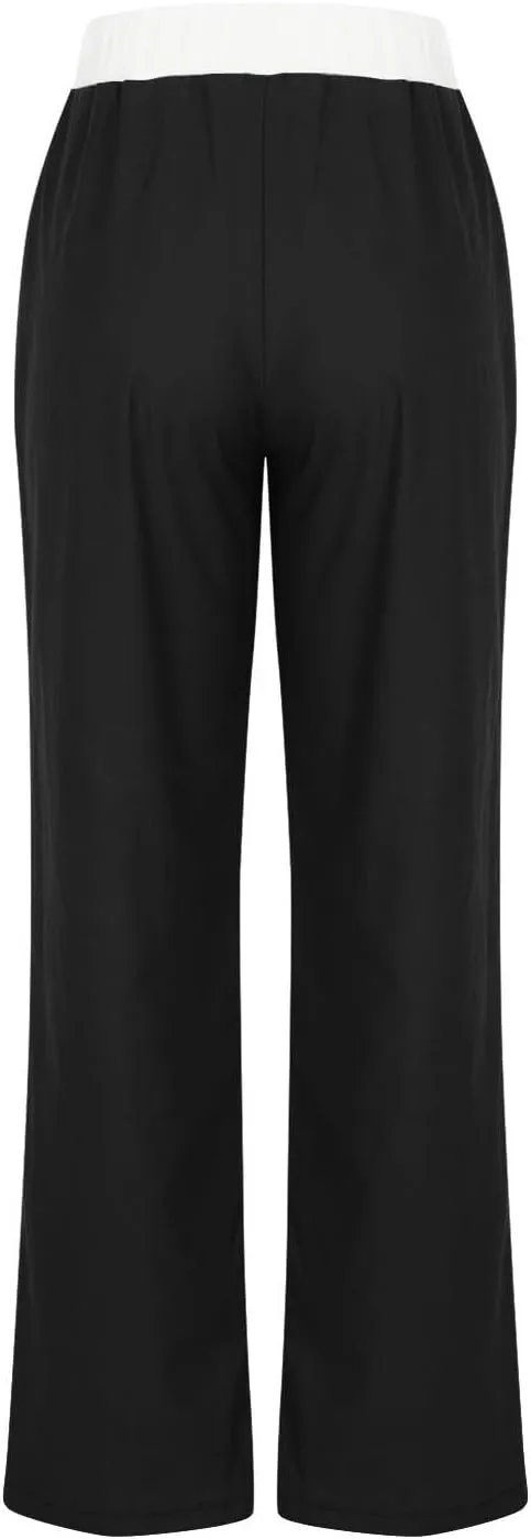Straight Leg Pants for Women Dressy Casual 2024 Elastic High Waist Sweatpants Long Lounge Pant Trousers with Pockets