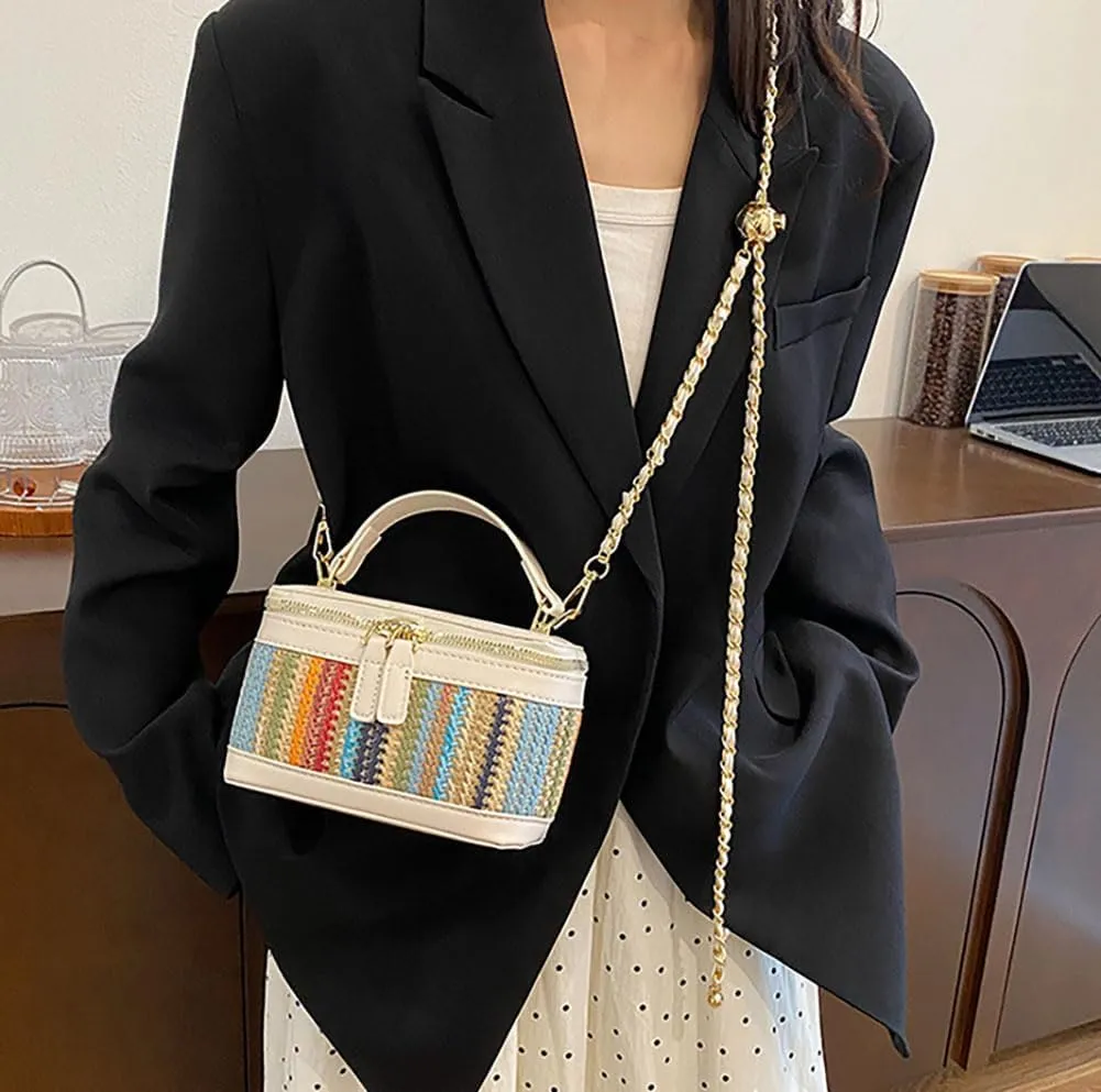 Straw Beach Bags For Women Rattan Purses Summer Straw Bucket Shoulder Bag Womens Crossbody Purse Clutch Handbag 2025
