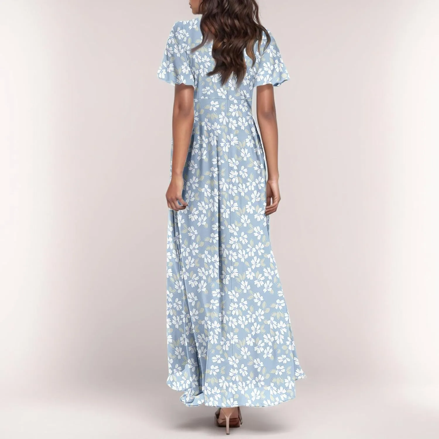 Summer Dress for Women 2025,Swing Flowy Ruffle Hem Casual Chiffon Beach Dresses