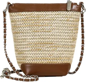 Summer Straw Beach Bags For Women Straw Bucket Bag Rattan Purses Woven Raffia Bag Crossbody Handbag Cute Purse Shoulder Bag