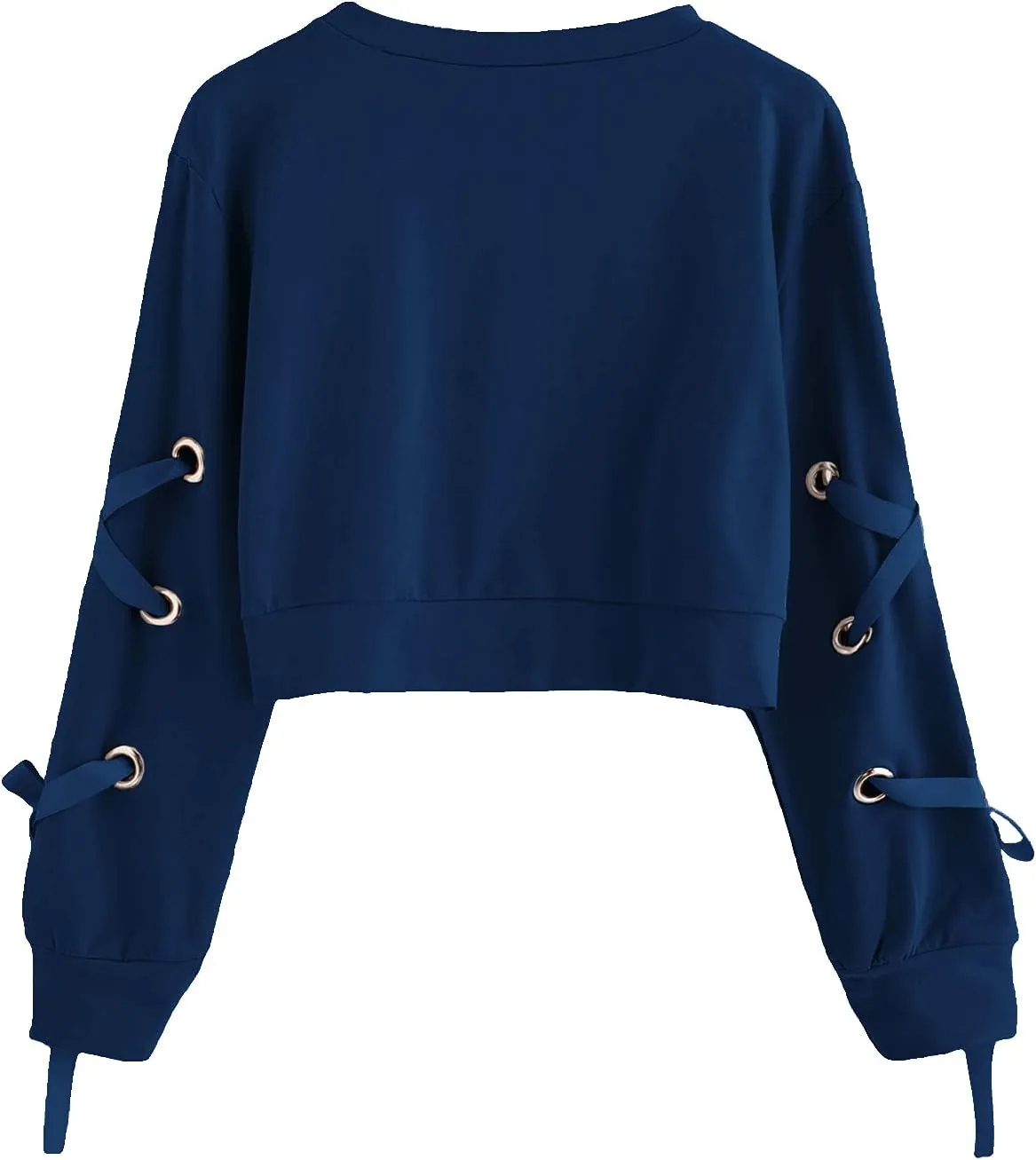 SweatyRocks Women's Casual Lace Up Long Sleeve Pullover Crop Top Sweatshirt