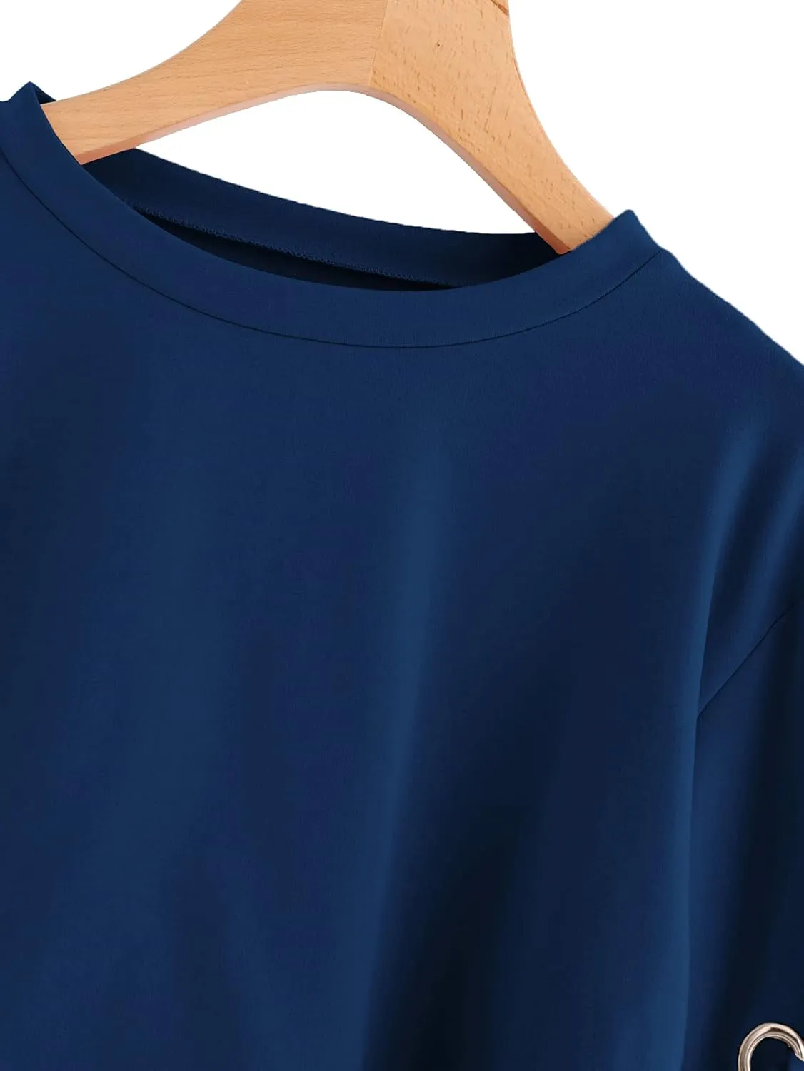 SweatyRocks Women's Casual Lace Up Long Sleeve Pullover Crop Top Sweatshirt