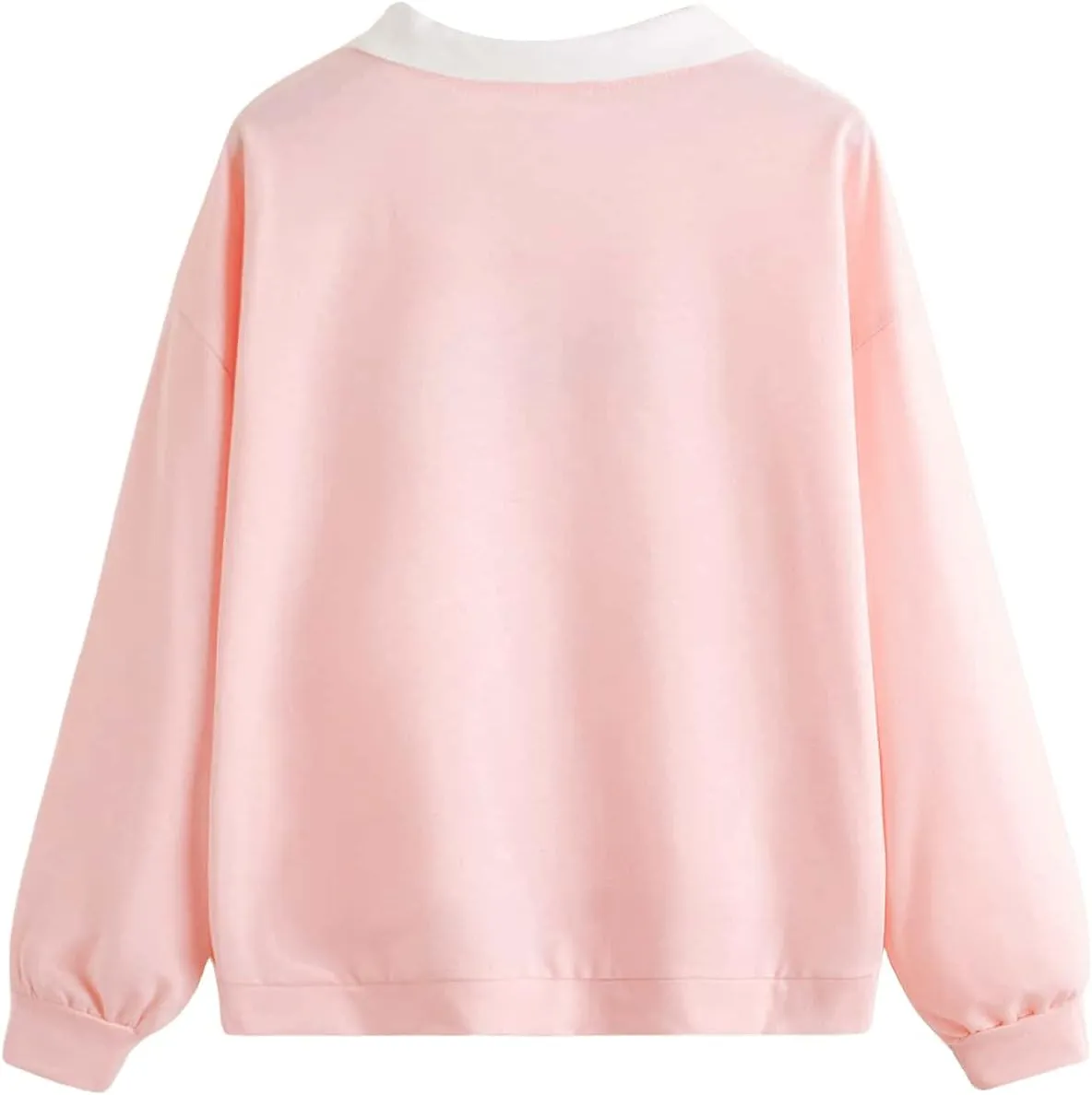 SweatyRocks Women's Contrast Collar Drop Shoulder Casual Long Sleeve Pullover Sweatshirt Tops