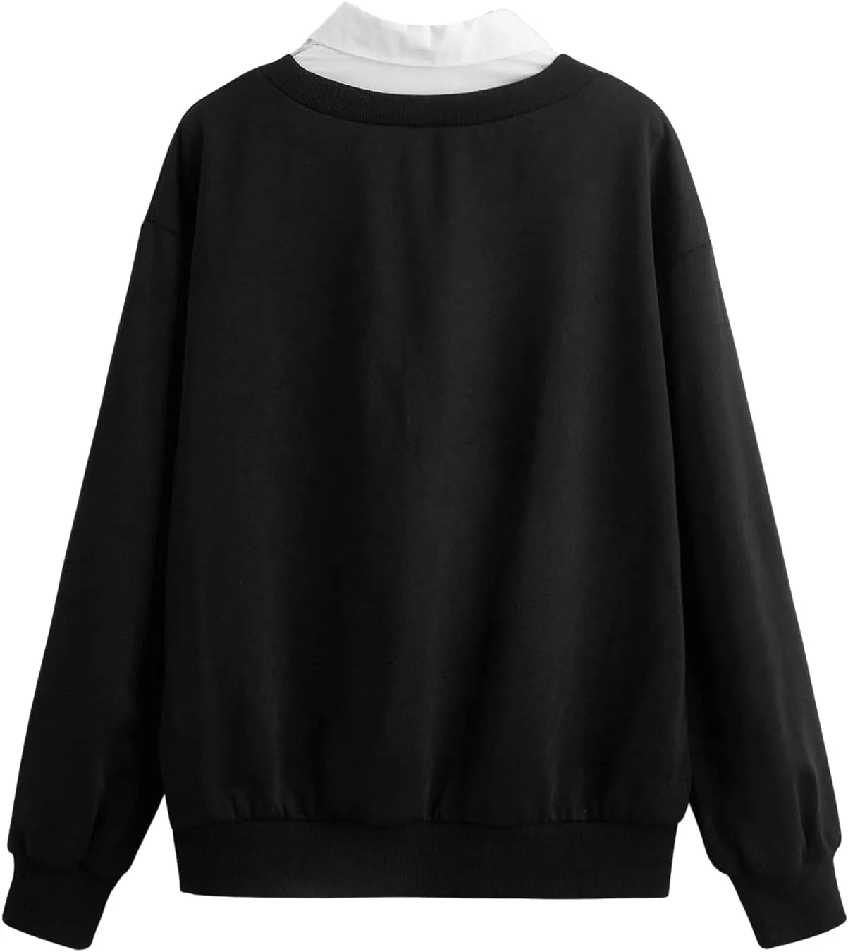 SweatyRocks Women's Contrast Collar Drop Shoulder Casual Long Sleeve Pullover Sweatshirt Tops