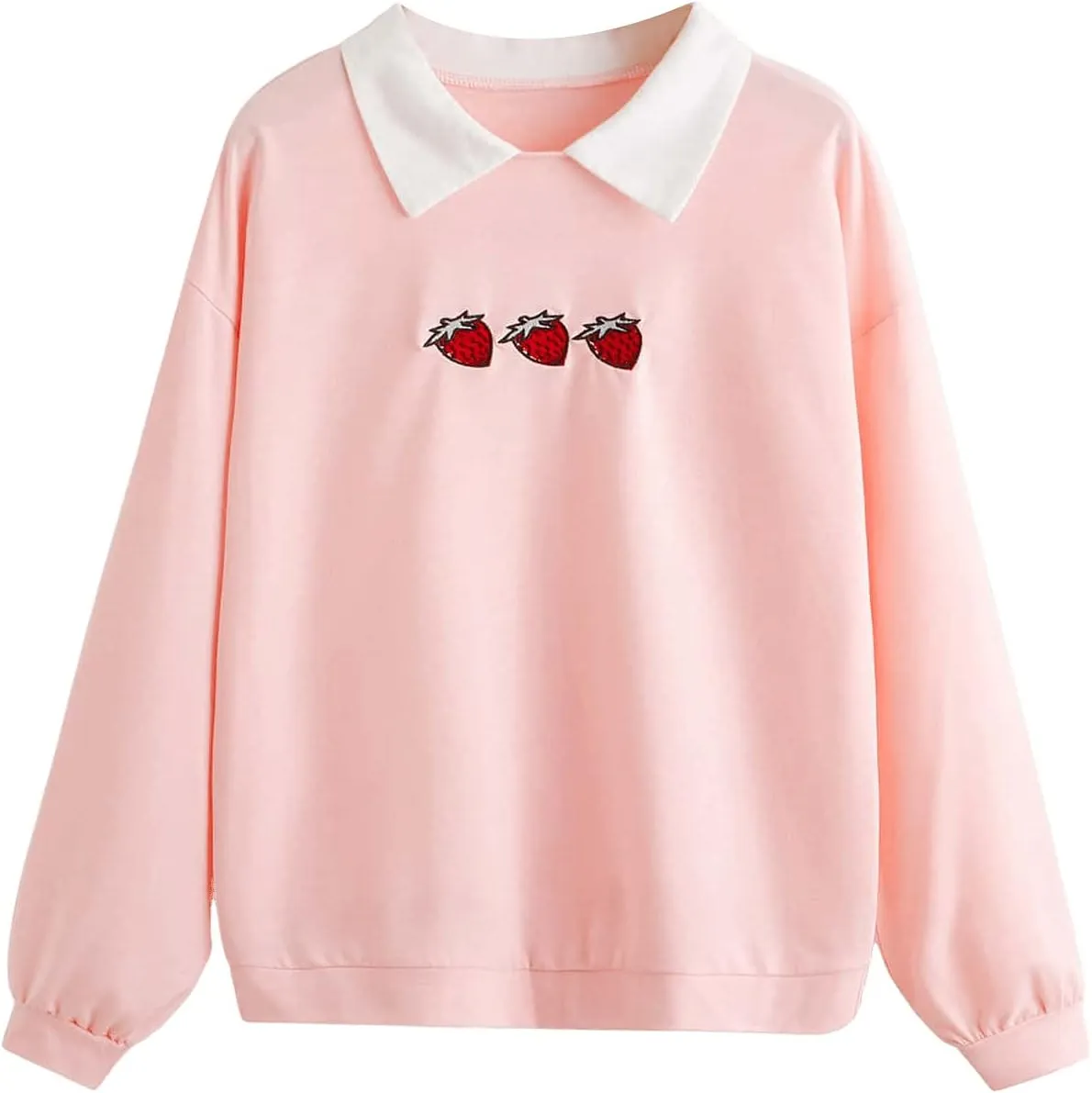 SweatyRocks Women's Contrast Collar Drop Shoulder Casual Long Sleeve Pullover Sweatshirt Tops