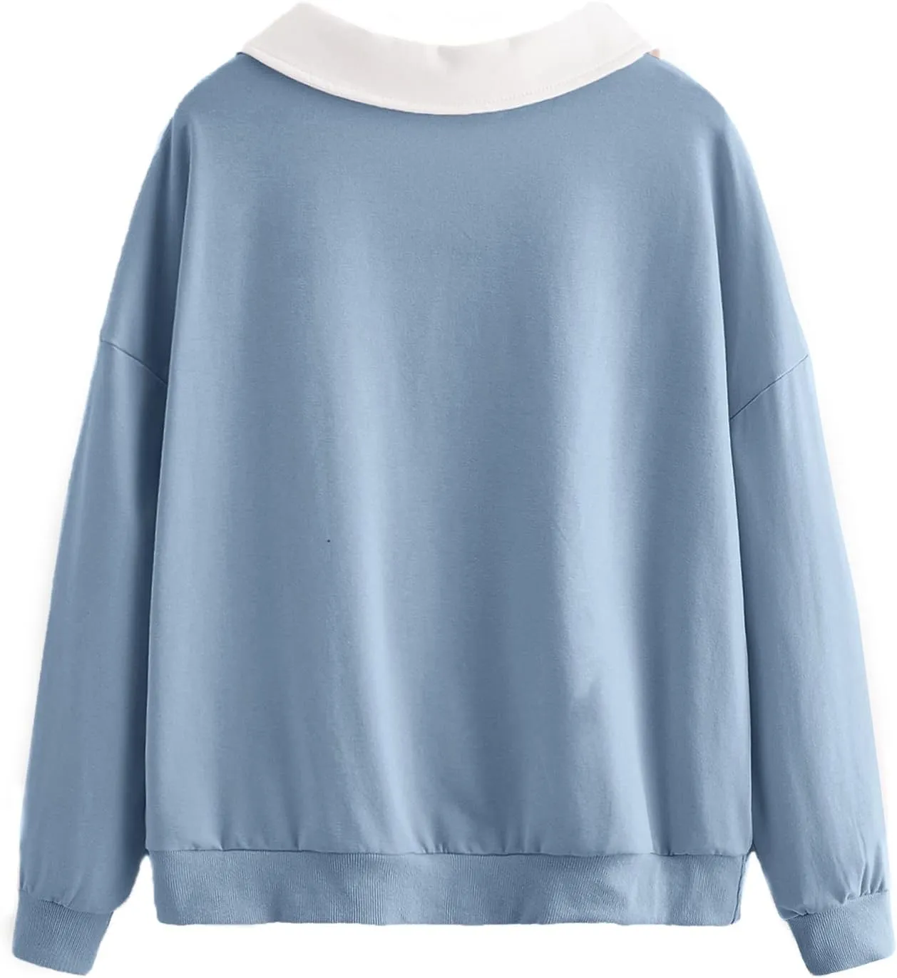 SweatyRocks Women's Contrast Collar Drop Shoulder Casual Long Sleeve Pullover Sweatshirt Tops