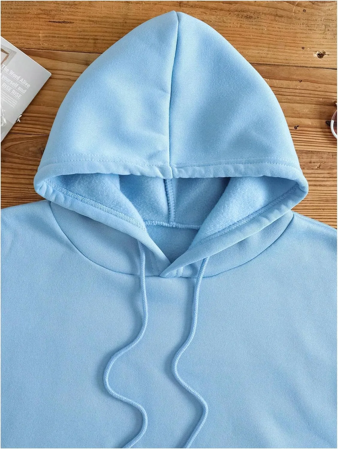 SweatyRocks Women's Letter Graphic Drawstring Hoodies Long Sleeve Thermal Pullovers Sweatshirts
