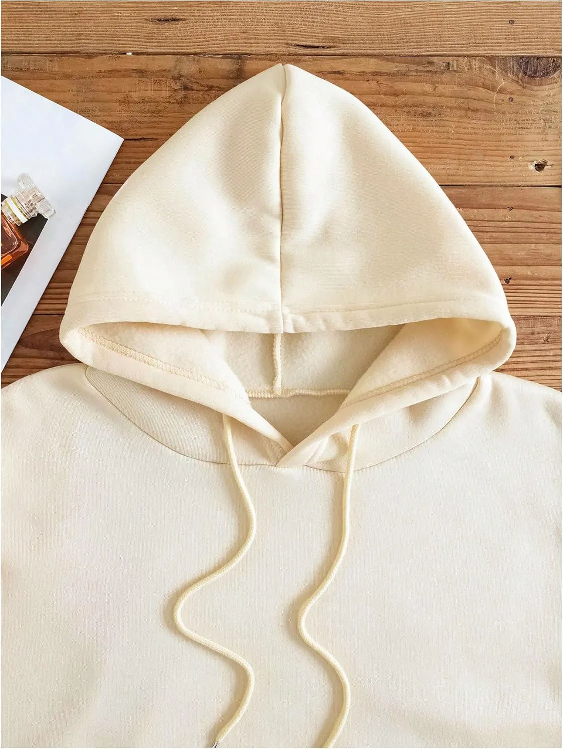 SweatyRocks Women's Letter Graphic Drawstring Hoodies Long Sleeve Thermal Pullovers Sweatshirts