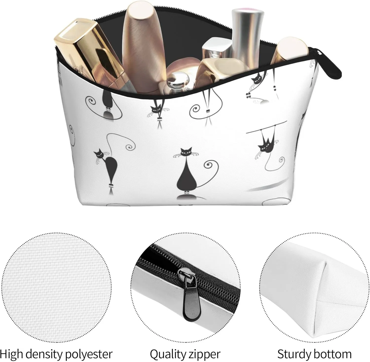 SWEET TANG Makeup Bag Black Cats Cosmetic Bags for Women Toiletry Travel Organizer Portable Make Up Bags for Christmas Birthday Gifts