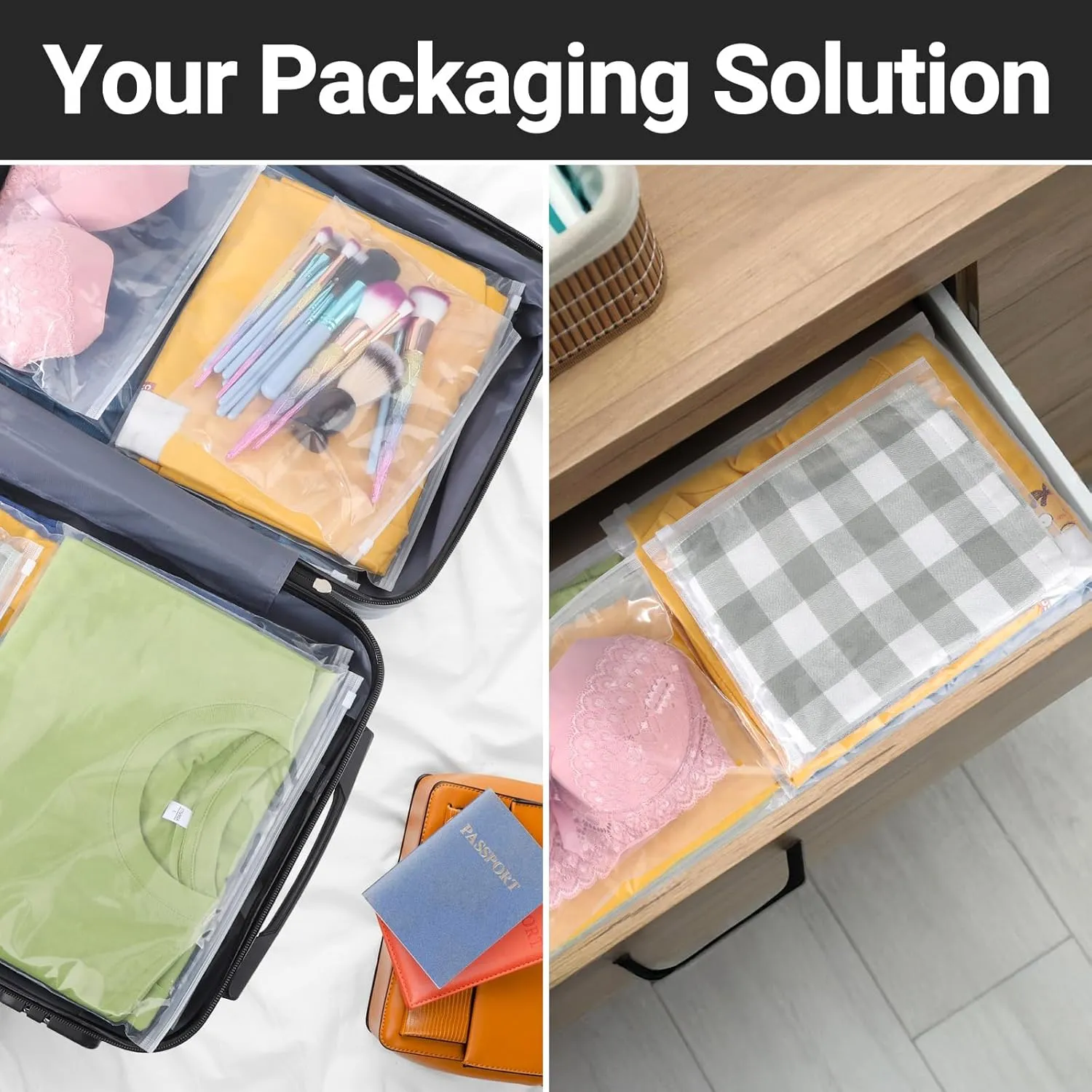 Swimsuit Bags Storage Clear, Clothing Packaging Bags for Bikini, Swimwear, Bathing Suit Storage, T Shirt Packaging, 10x8 inch, Pack of 25, 3 Mil with Vent Holes
