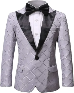 SWOTGdoby Boys Blazers Slim Fit Suit Jacket Formal Tuxedo Blazer Golden Shiny Dress Coat Ring Bearer Outfit for Party Prom