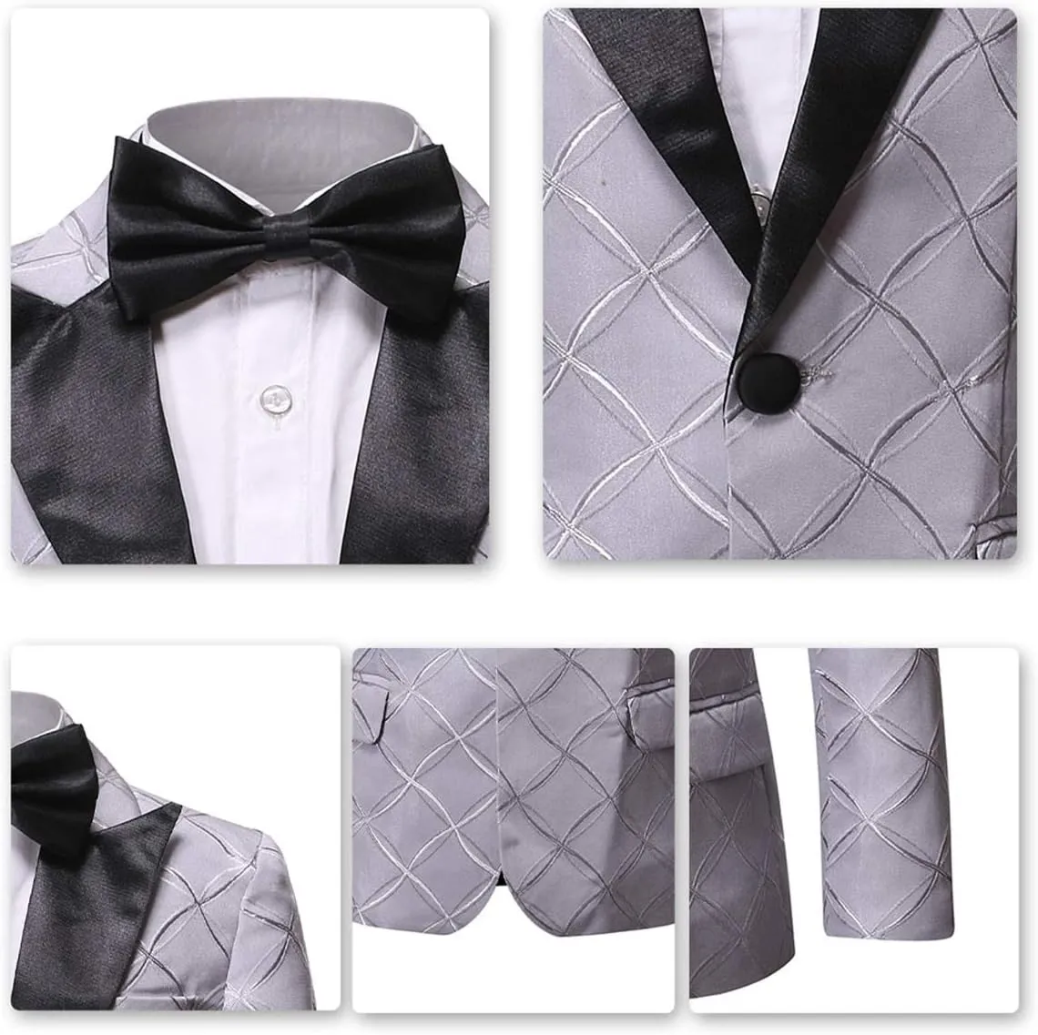 SWOTGdoby Boys Blazers Slim Fit Suit Jacket Formal Tuxedo Blazer Golden Shiny Dress Coat Ring Bearer Outfit for Party Prom