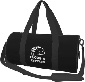 Tacos and Titties Convertible Garment Bag with Shoulder Strap, Carry on Garment Duffel Bag for Men Women - Rolling Foldable for Travel Luggage Bags (Black)