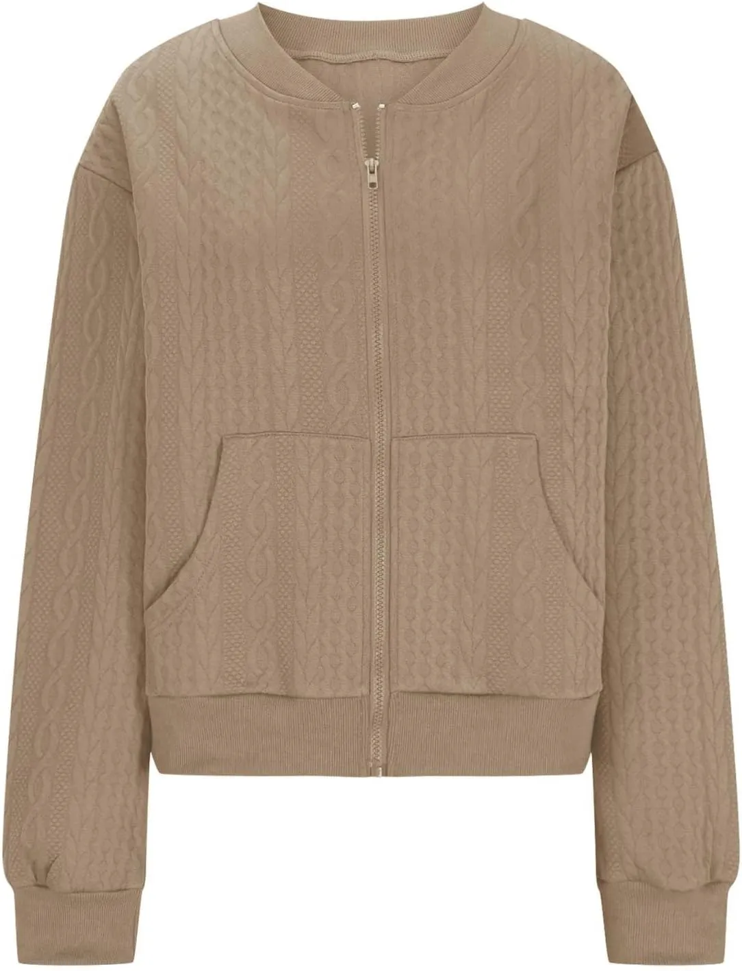 TANGNADE Women's Oversized Zip Up Sweatshirts Sweater Fall Outfits Casual Loose Knit Jackets with Pocket Cardigan Blouse