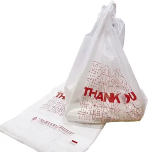 TashiBox [350 Count Thank You plastic bags/T-shirt Bags/Shopping Bags/Disposable Grocery Bags(11.5" X 6.25" X 21") 15mic, 0.6 Mil