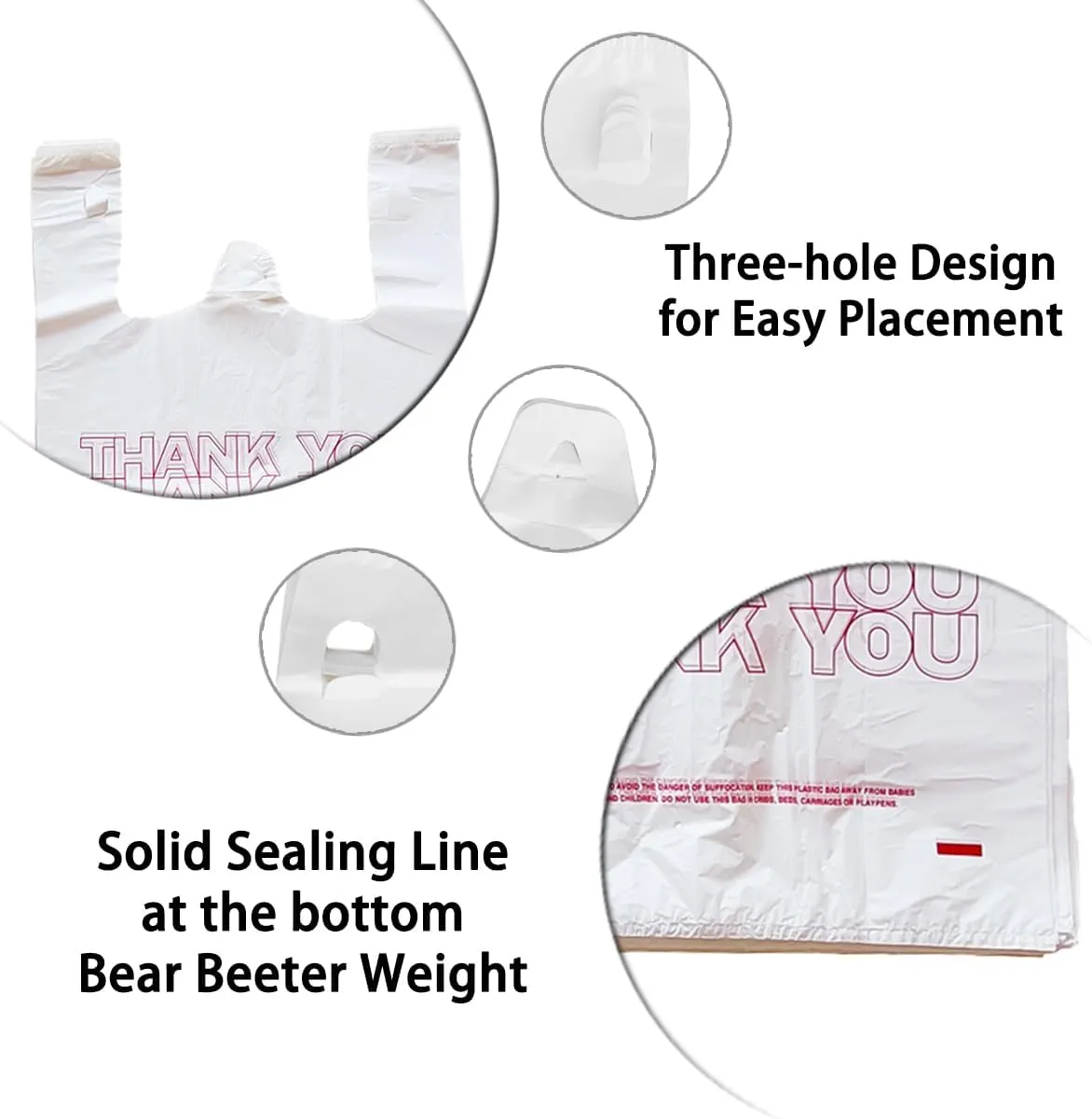 TashiBox [350 Count Thank You plastic bags/T-shirt Bags/Shopping Bags/Disposable Grocery Bags(11.5" X 6.25" X 21") 15mic, 0.6 Mil
