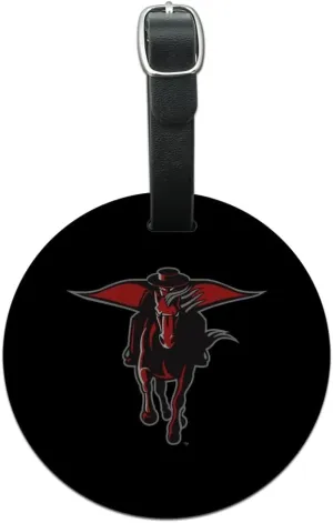 Texas Tech University Secondary Round Leather Luggage Card Carry-On ID Tag