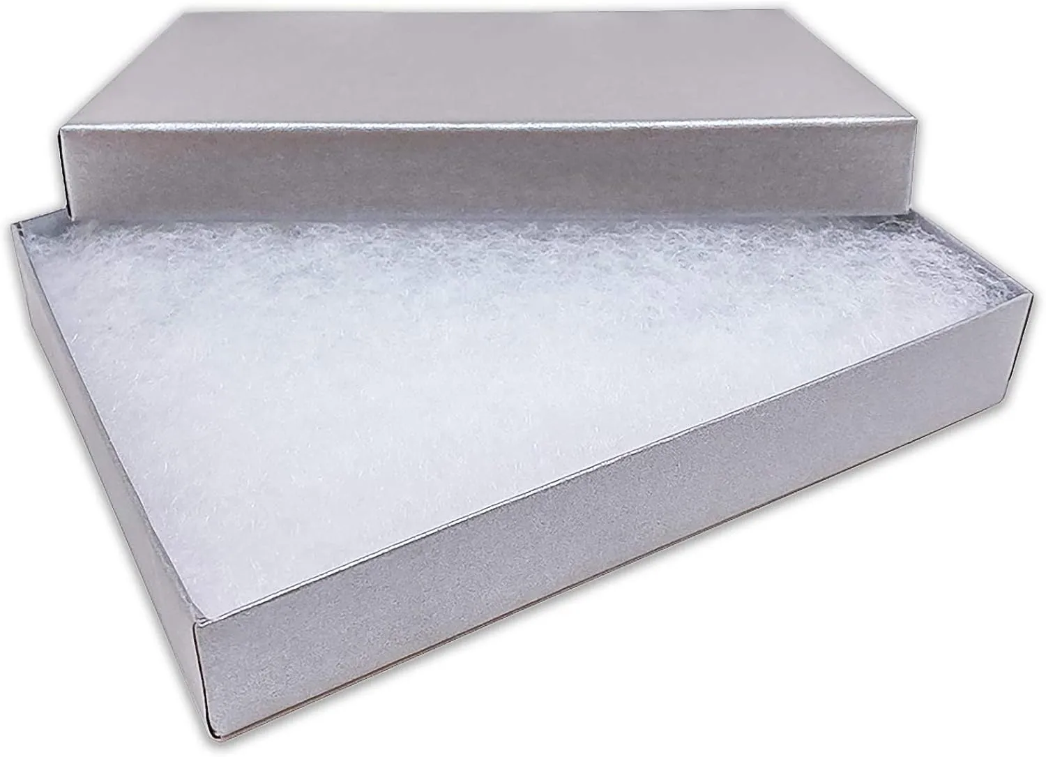 TheDisplayGuys - 100-Pack #53 Cotton Filled Cardboard Paper Jewelry Boxes Gift Case - Pearl Gray (5.4" x 3.9" x 1.0") - for Shipping or Storage
