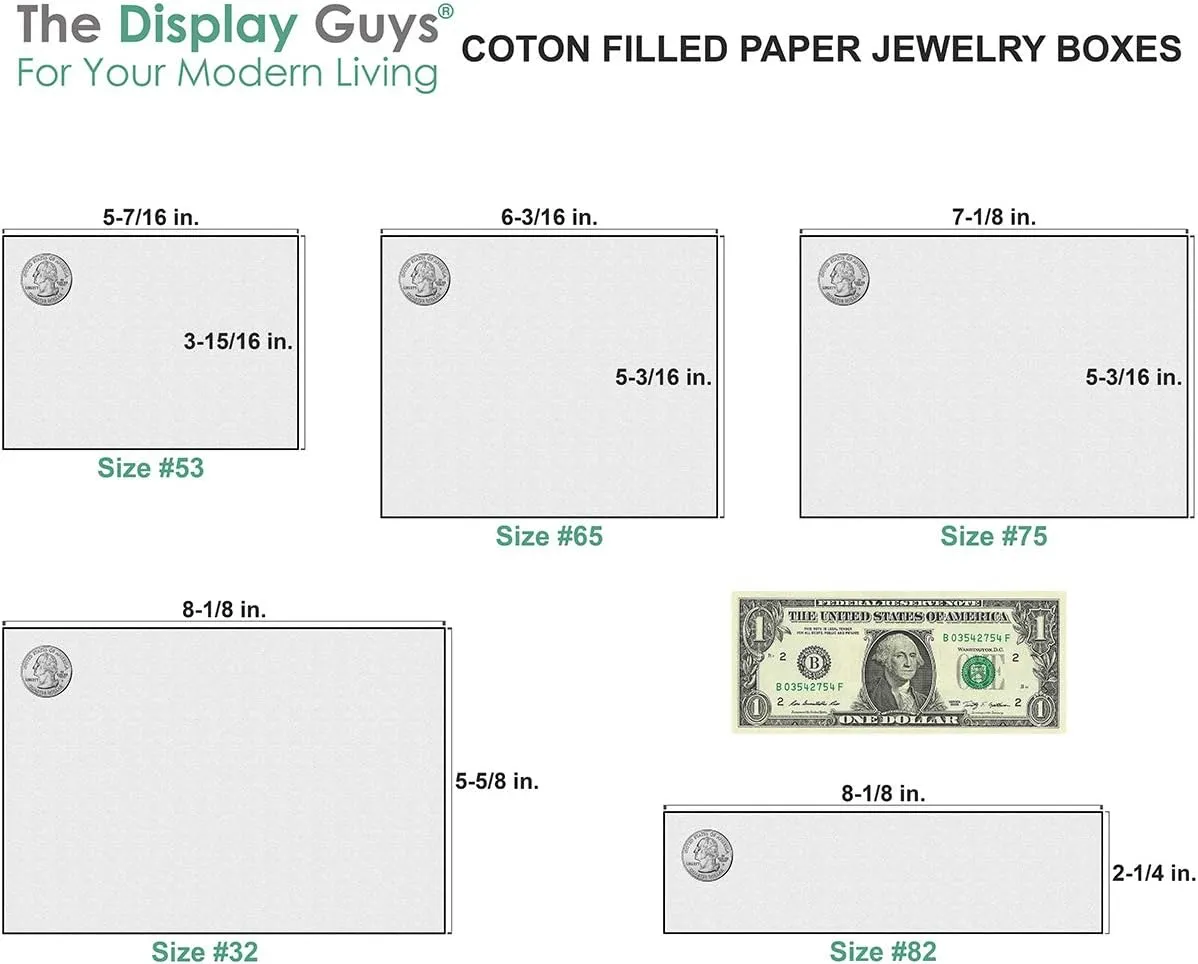 TheDisplayGuys - 100-Pack #53 Cotton Filled Cardboard Paper Jewelry Boxes Gift Case - Pearl Gray (5.4" x 3.9" x 1.0") - for Shipping or Storage