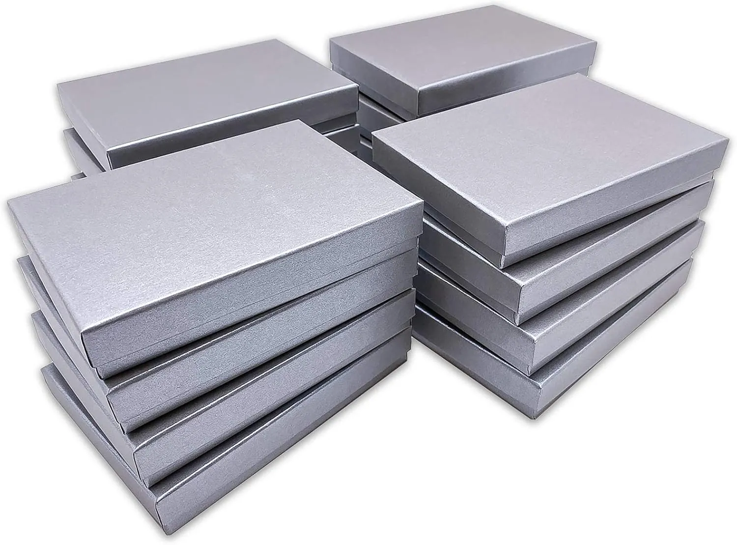 TheDisplayGuys - 100-Pack #53 Cotton Filled Cardboard Paper Jewelry Boxes Gift Case - Pearl Gray (5.4" x 3.9" x 1.0") - for Shipping or Storage
