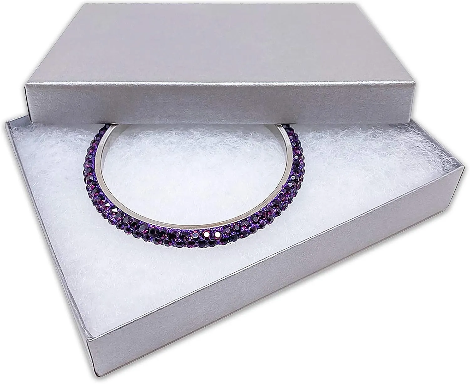 TheDisplayGuys - 100-Pack #53 Cotton Filled Cardboard Paper Jewelry Boxes Gift Case - Pearl Gray (5.4" x 3.9" x 1.0") - for Shipping or Storage