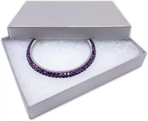 TheDisplayGuys - 100-Pack #53 Cotton Filled Cardboard Paper Jewelry Boxes Gift Case - Pearl Gray (5.4" x 3.9" x 1.0") - for Shipping or Storage