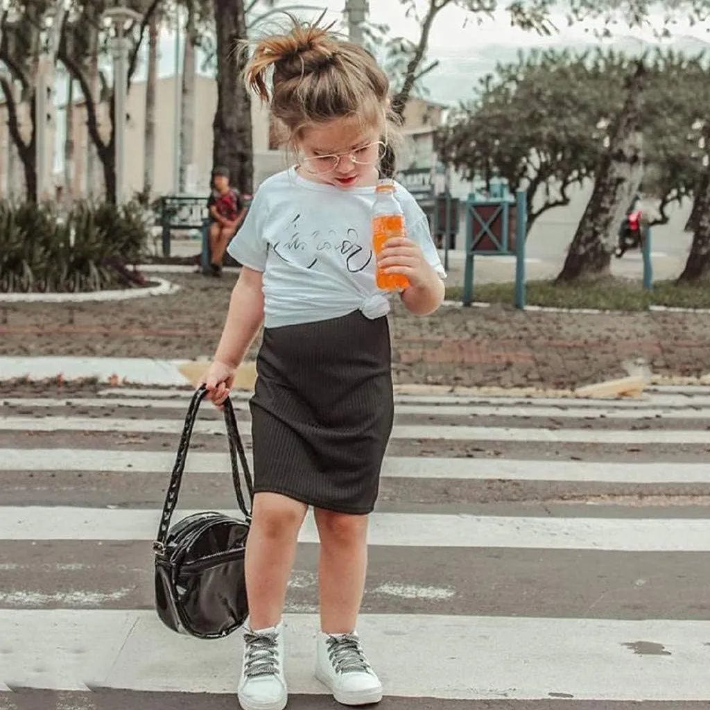 Todder Kids Baby Girls Skirts Summer Slim Pencil Skirts Solid Fashion Knitted Skirt Party Skirt Princess Dress 1-5Y
