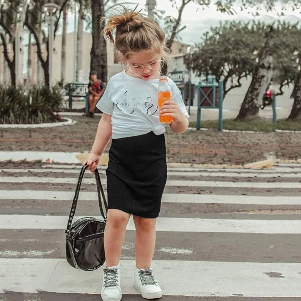 Todder Kids Baby Girls Skirts Summer Slim Pencil Skirts Solid Fashion Knitted Skirt Party Skirt Princess Dress 1-5Y