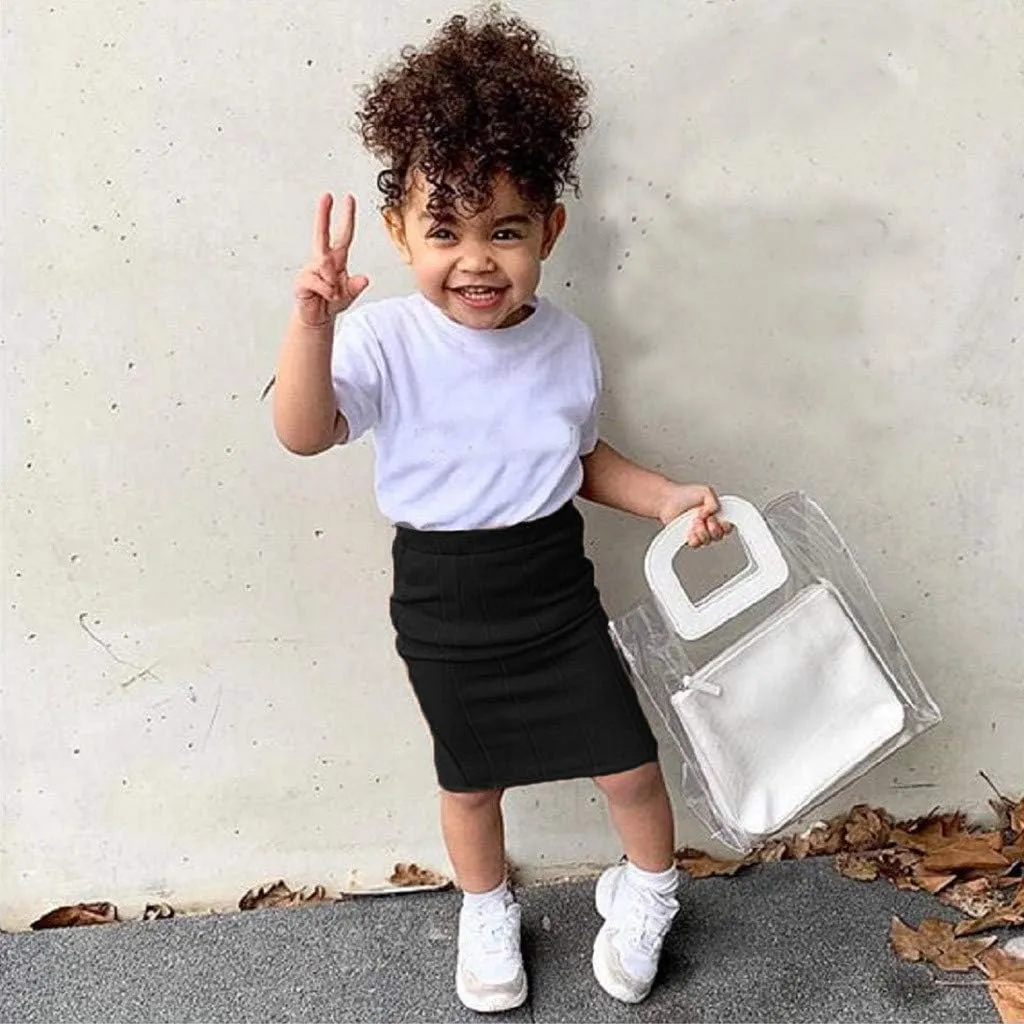 Todder Kids Baby Girls Skirts Summer Slim Pencil Skirts Solid Fashion Knitted Skirt Party Skirt Princess Dress 1-5Y