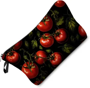 Tomato Makeup Bag Red Tomato Pattern Small Cute Organizer Bag Zipper Pouch Tomato Illustration Print Cosmetic Bag Present for Women Friends