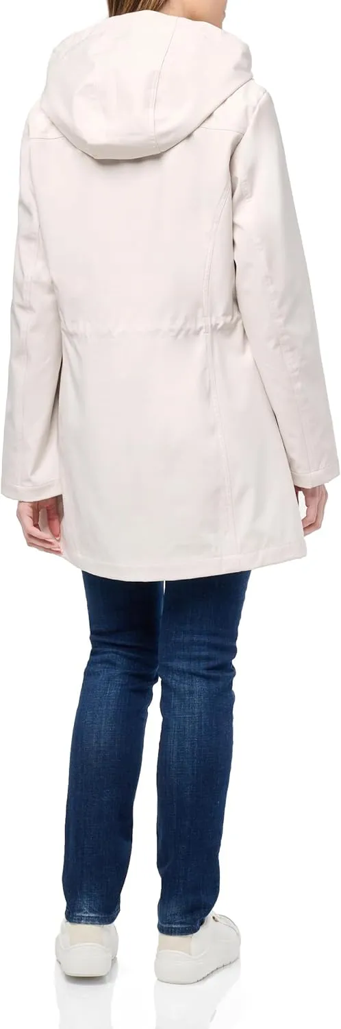 Tommy Hilfiger Women's Hooded Transitional Adjustable Waist Softshell Rain Coat