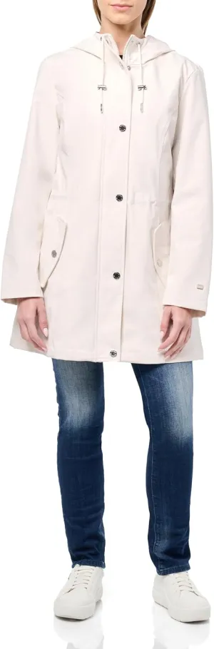 Tommy Hilfiger Women's Hooded Transitional Adjustable Waist Softshell Rain Coat