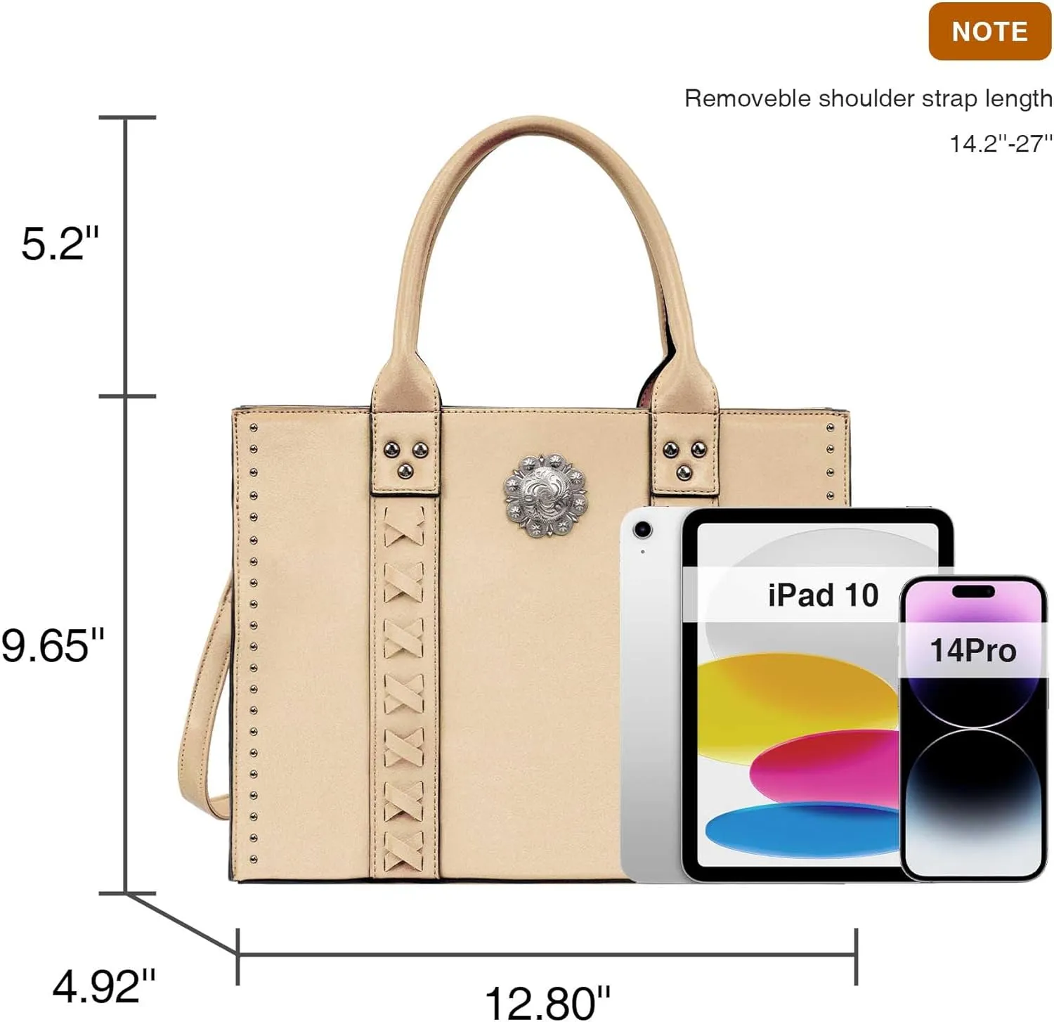 Tote Bag for Women Large Western Purse Ladies Top Handle Shoulder Handbags Vintage Embossed Concho Studs