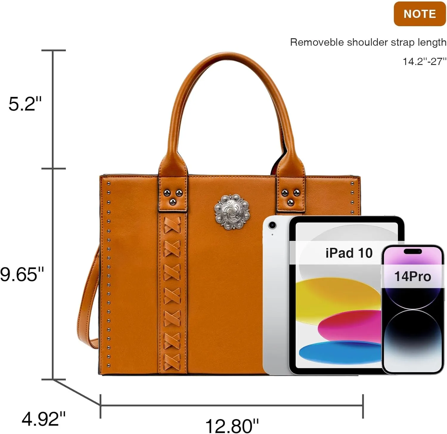 Tote Bag for Women Large Western Purse Ladies Top Handle Shoulder Handbags Vintage Embossed Concho Studs