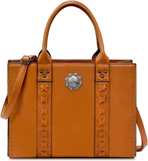 Tote Bag for Women Large Western Purse Ladies Top Handle Shoulder Handbags Vintage Embossed Concho Studs