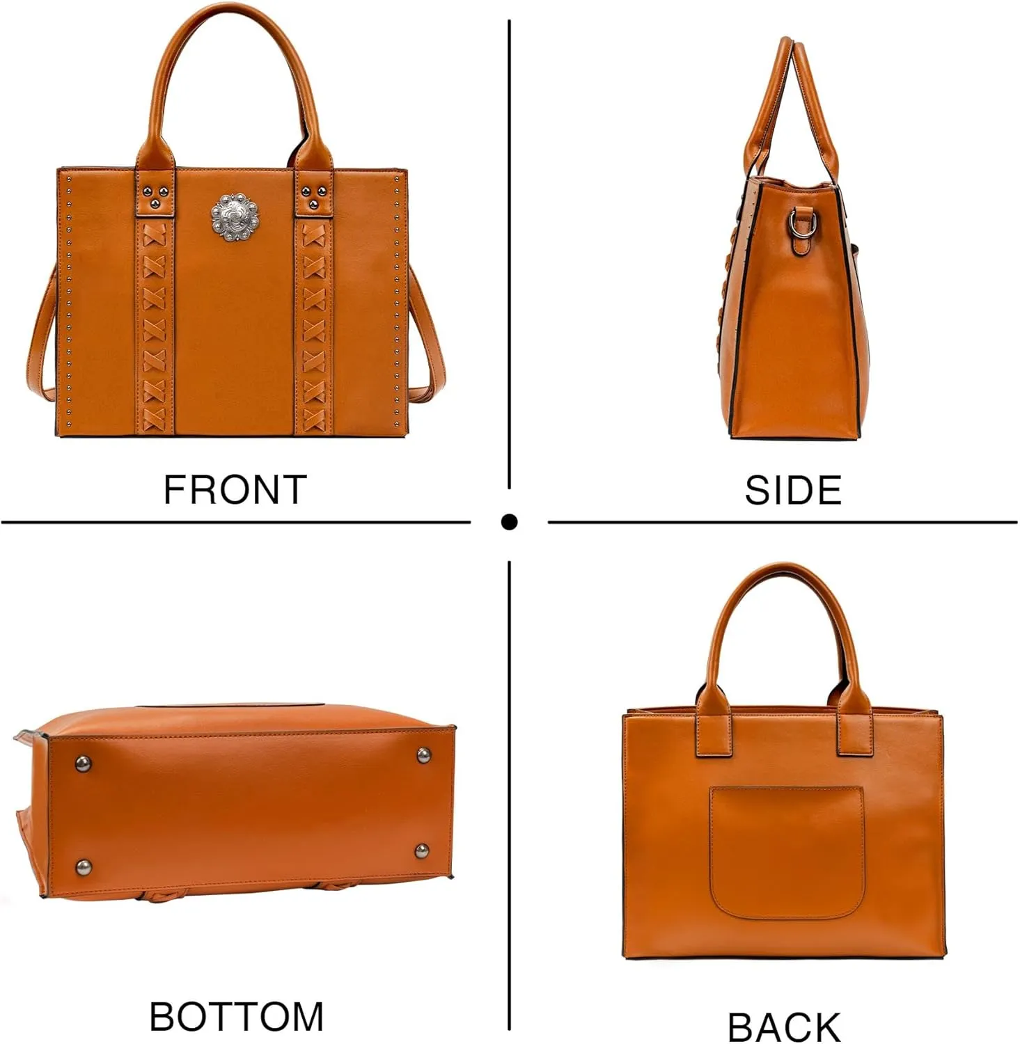 Tote Bag for Women Large Western Purse Ladies Top Handle Shoulder Handbags Vintage Embossed Concho Studs