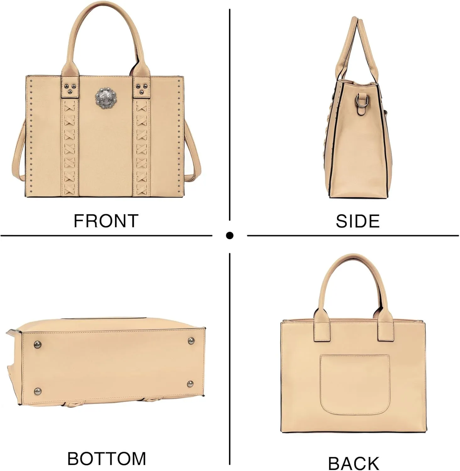 Tote Bag for Women Large Western Purse Ladies Top Handle Shoulder Handbags Vintage Embossed Concho Studs