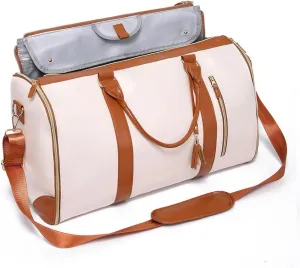 Travel Bag Garment Bags, Duffle PU Leather Bags for Travel, Travel Bags with Detachable Shoulder Strap for Women and Men (Pink)