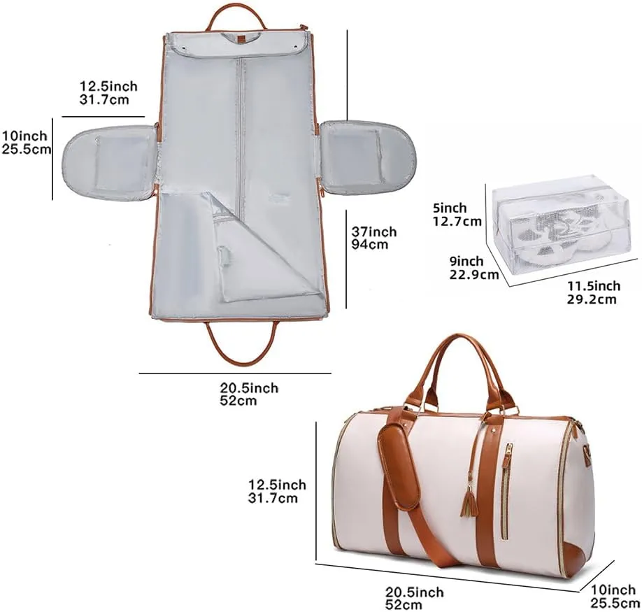 Travel Bag Garment Bags, Duffle PU Leather Bags for Travel, Travel Bags with Detachable Shoulder Strap for Women and Men (Pink)